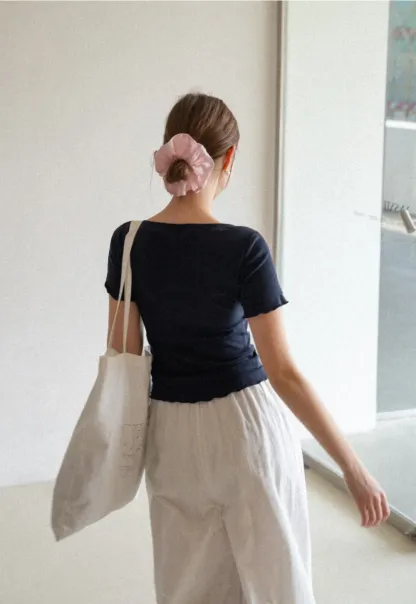 Short Sleeve T Shirt with Asymmetrical neckline