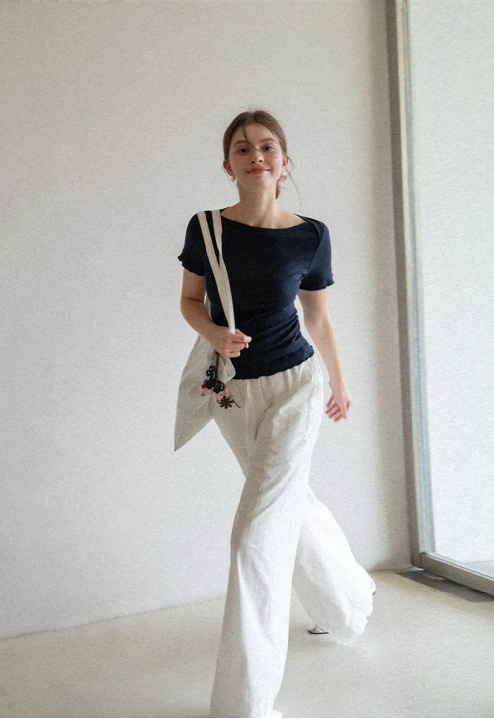 Short Sleeve T Shirt with Asymmetrical neckline