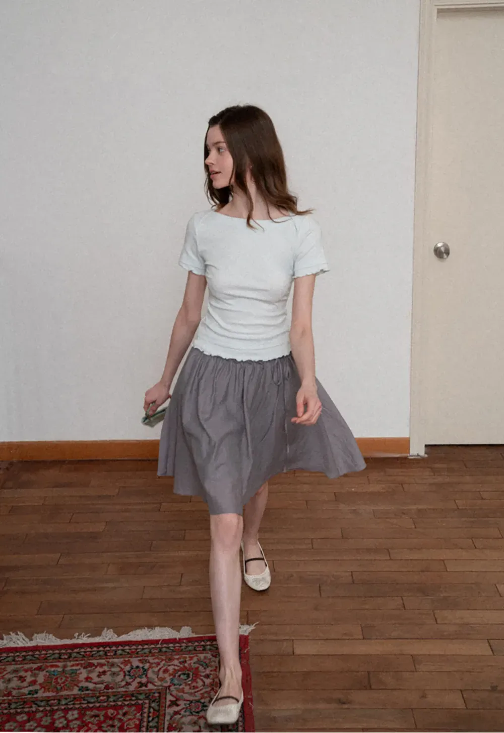 Short Sleeve T Shirt with Asymmetrical neckline