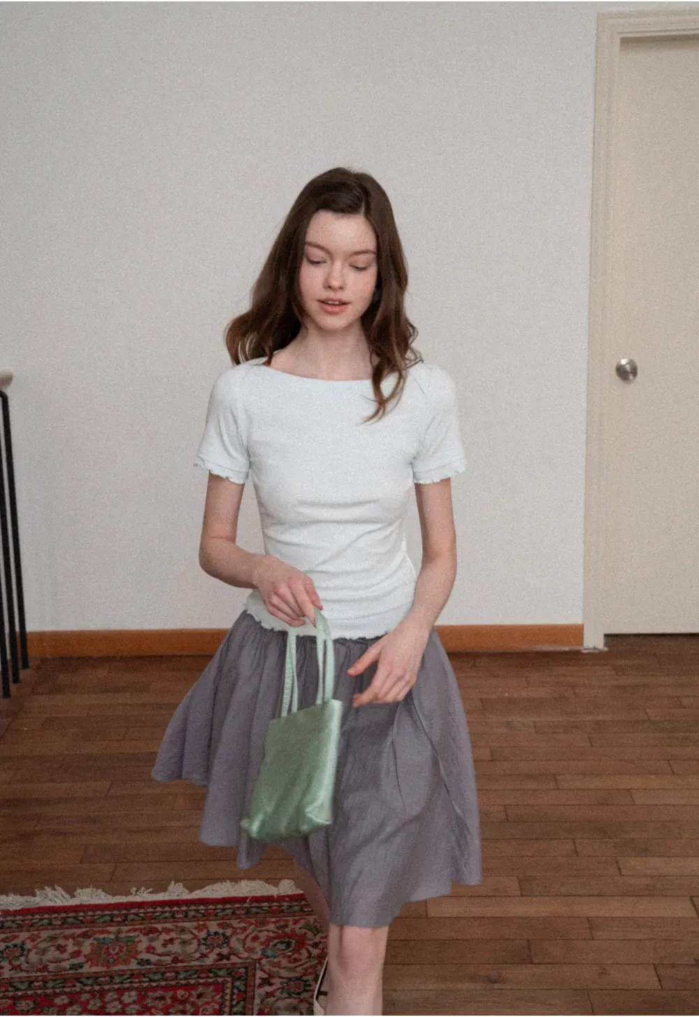 Short Sleeve T Shirt with Asymmetrical neckline