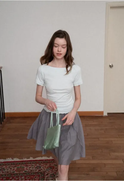 Short Sleeve T Shirt with Asymmetrical neckline