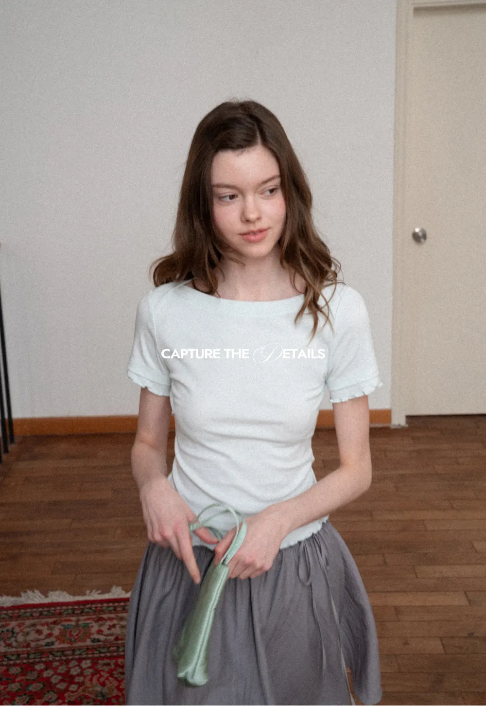 Short Sleeve T Shirt with Asymmetrical neckline