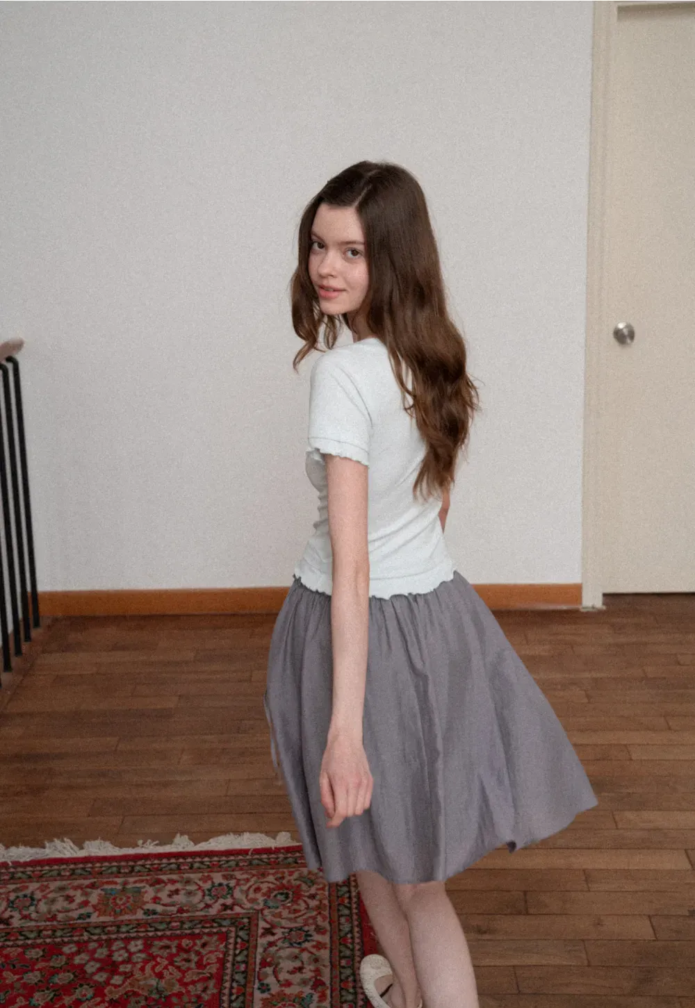 Short Sleeve T Shirt with Asymmetrical neckline