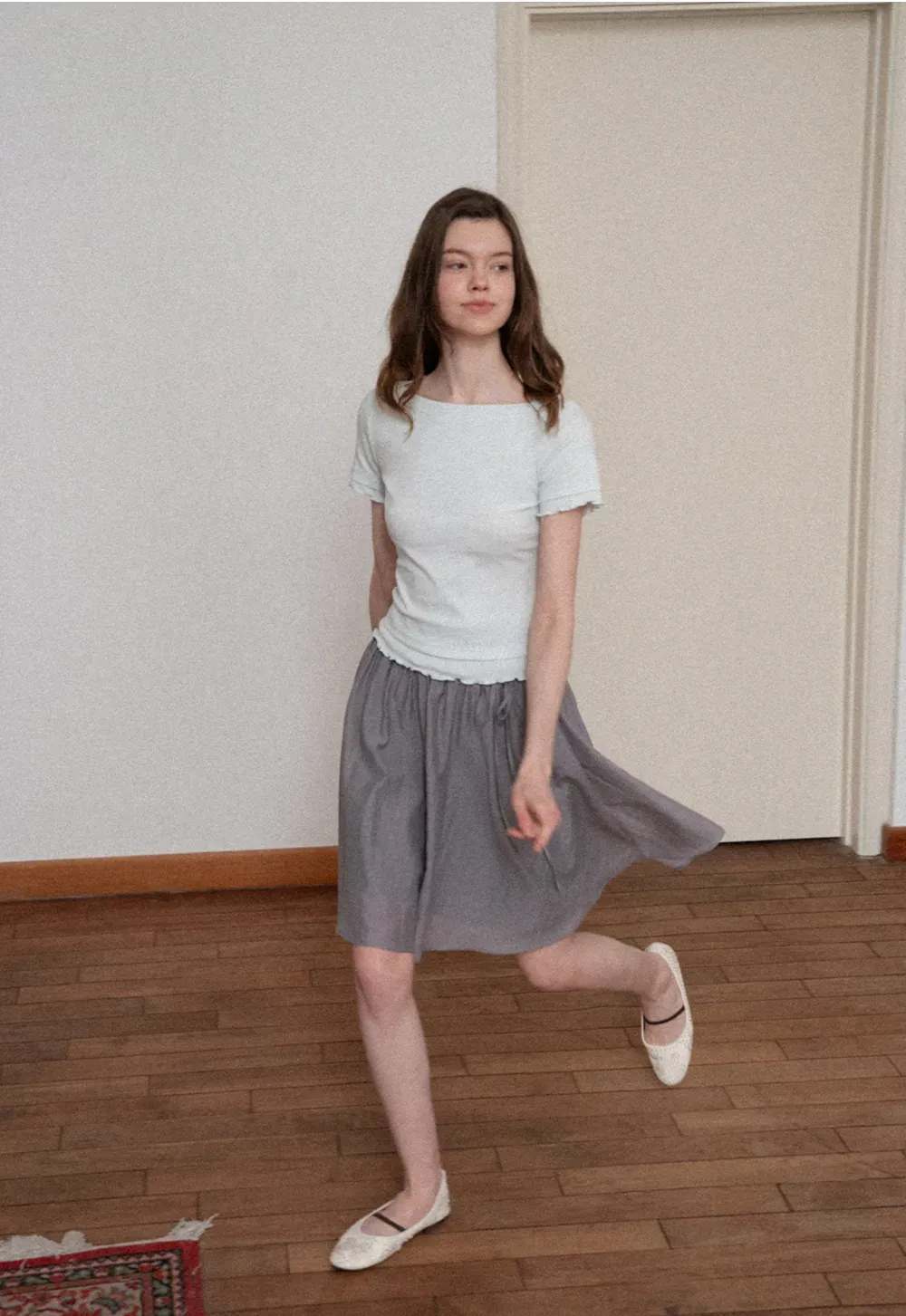 Short Sleeve T Shirt with Asymmetrical neckline