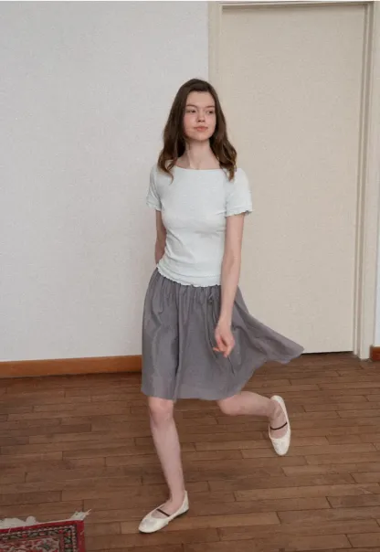 Short Sleeve T Shirt with Asymmetrical neckline