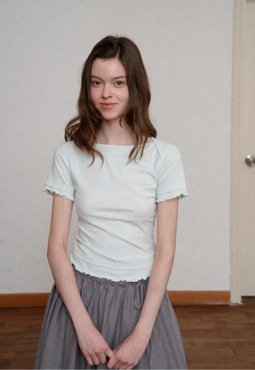 Short Sleeve T Shirt with Asymmetrical neckline