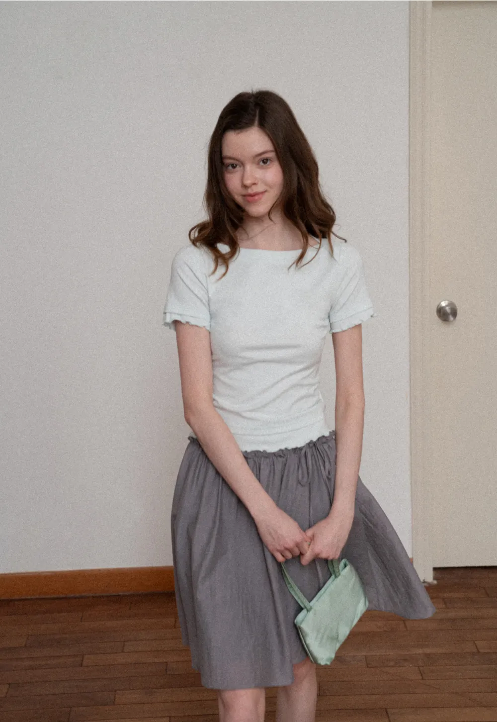 Short Sleeve T Shirt with Asymmetrical neckline