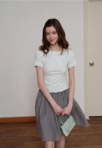 Short Sleeve T Shirt with Asymmetrical neckline