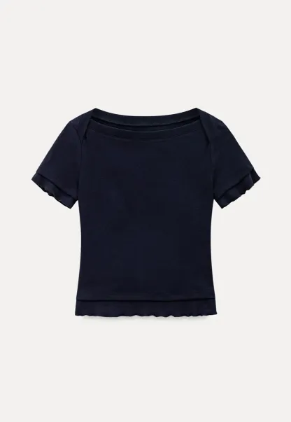 Short Sleeve T Shirt with Asymmetrical neckline
