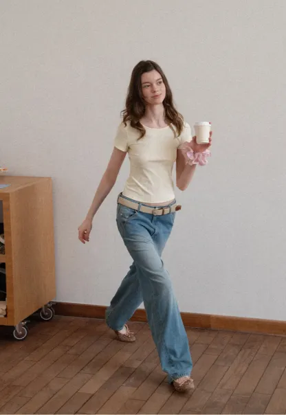 Short Sleeve T Shirt with Back Cutout Detail