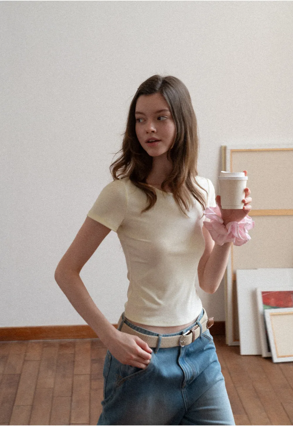 Short Sleeve T Shirt with Back Cutout Detail