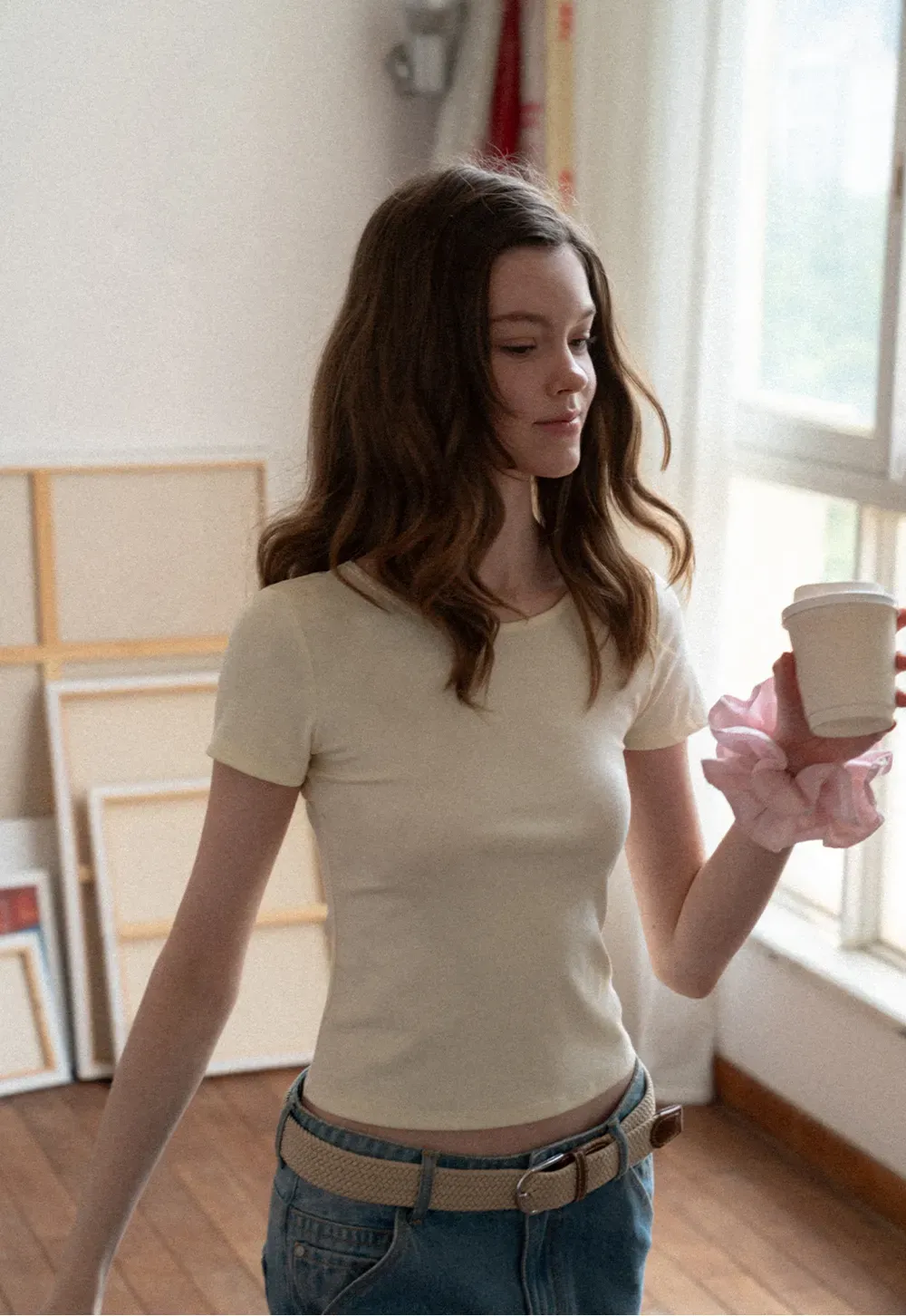 Short Sleeve T Shirt with Back Cutout Detail