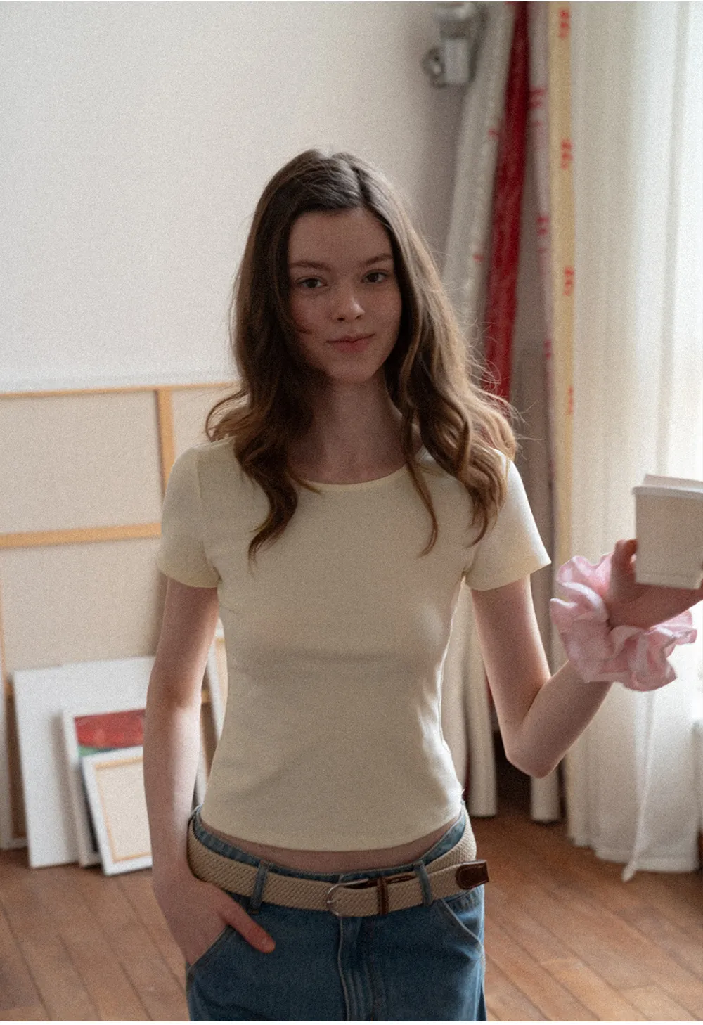 Short Sleeve T Shirt with Back Cutout Detail