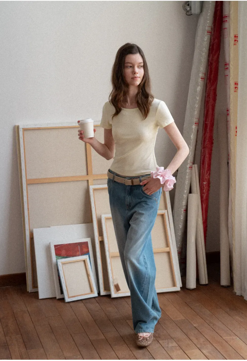 Short Sleeve T Shirt with Back Cutout Detail