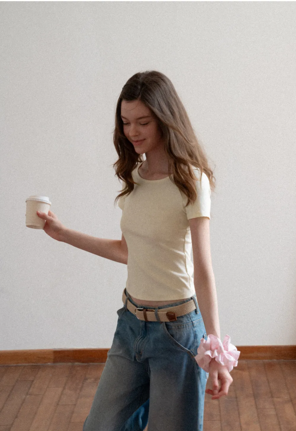 Short Sleeve T Shirt with Back Cutout Detail