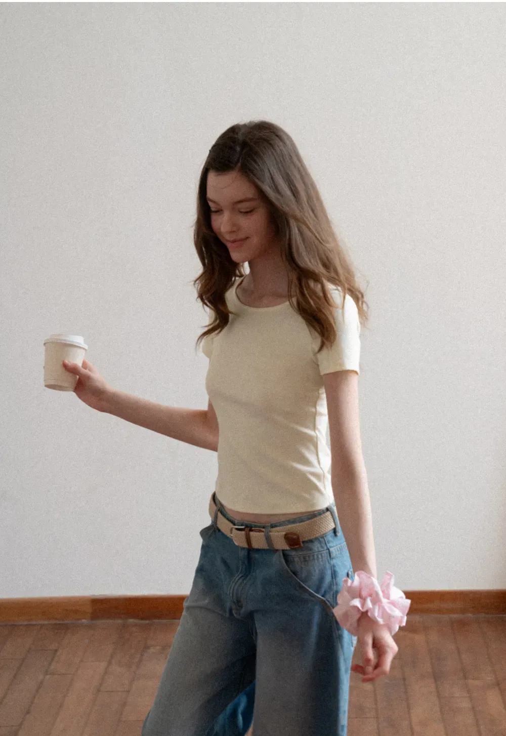 Short Sleeve T Shirt with Back Cutout Detail