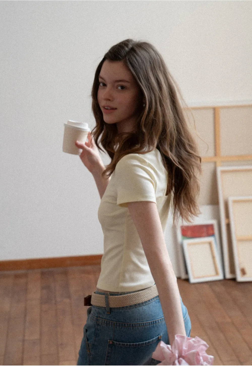 Short Sleeve T Shirt with Back Cutout Detail