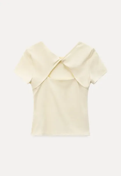 Short Sleeve T Shirt with Back Cutout Detail