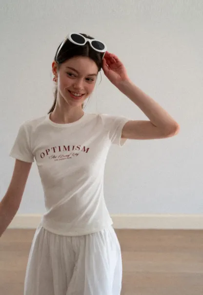 Optimism Printed Crewneck Short Sleeve T Shirt