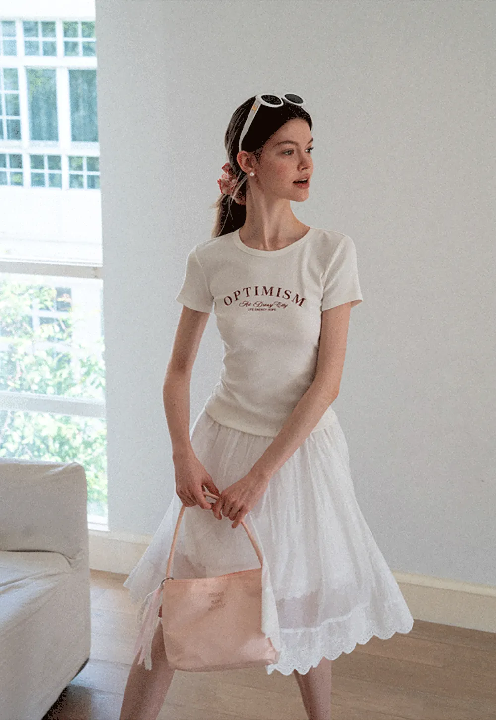 Optimism Printed Crewneck Short Sleeve T Shirt