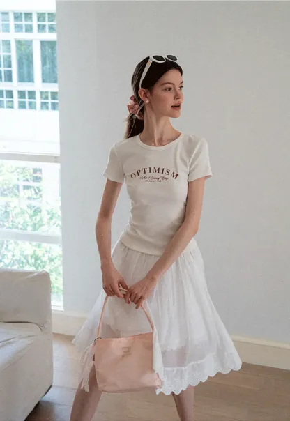 Optimism Printed Crewneck Short Sleeve T Shirt