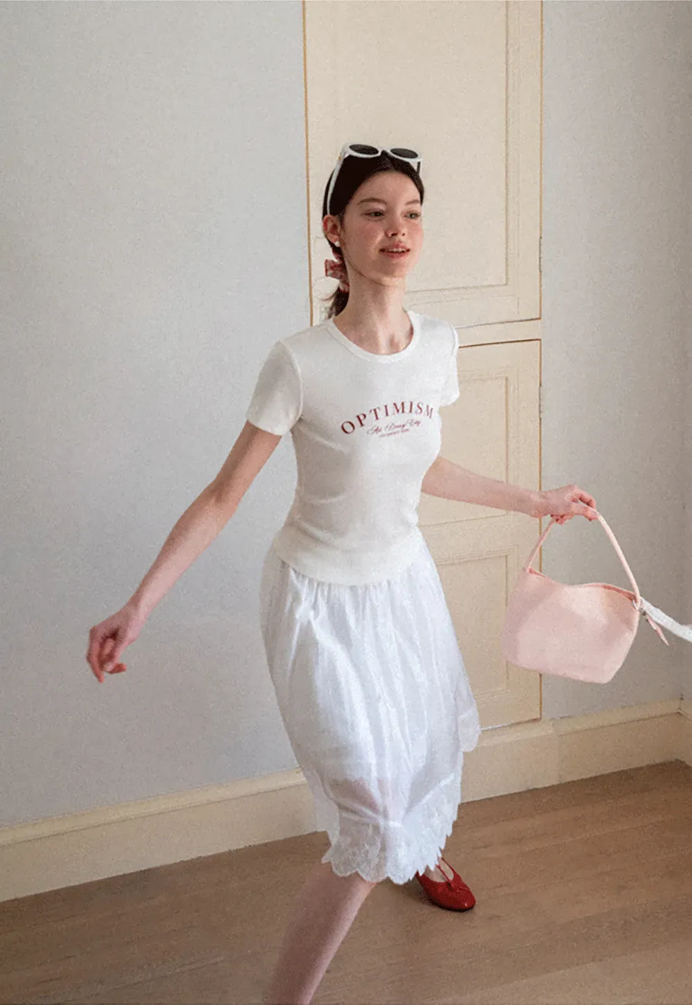 Optimism Printed Crewneck Short Sleeve T Shirt