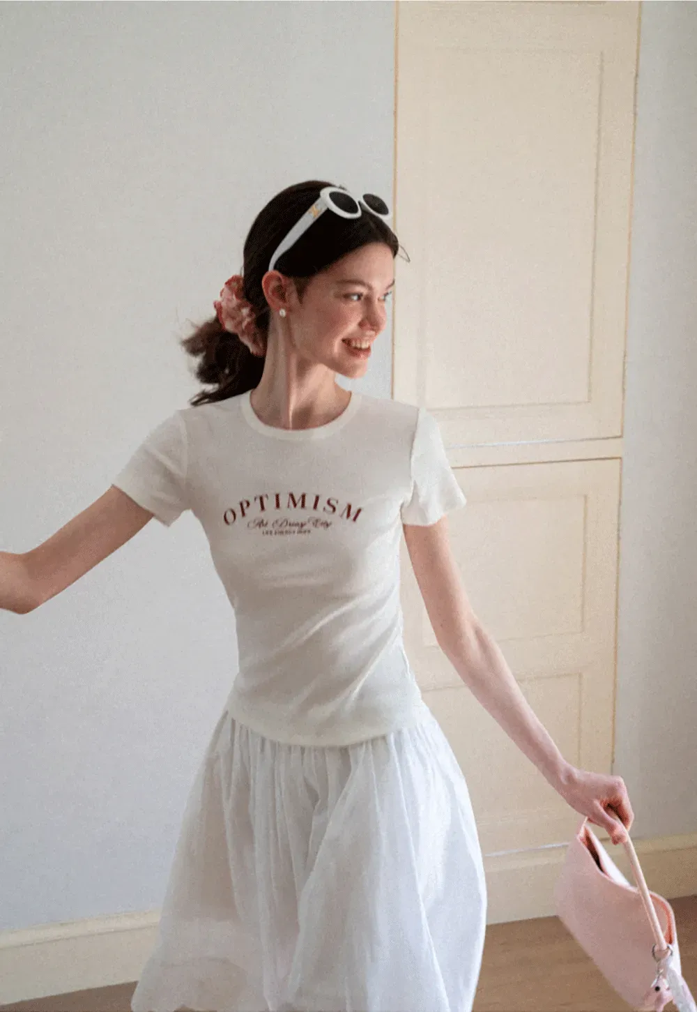 Optimism Printed Crewneck Short Sleeve T Shirt