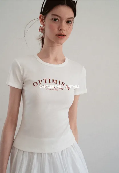 Optimism Printed Crewneck Short Sleeve T Shirt