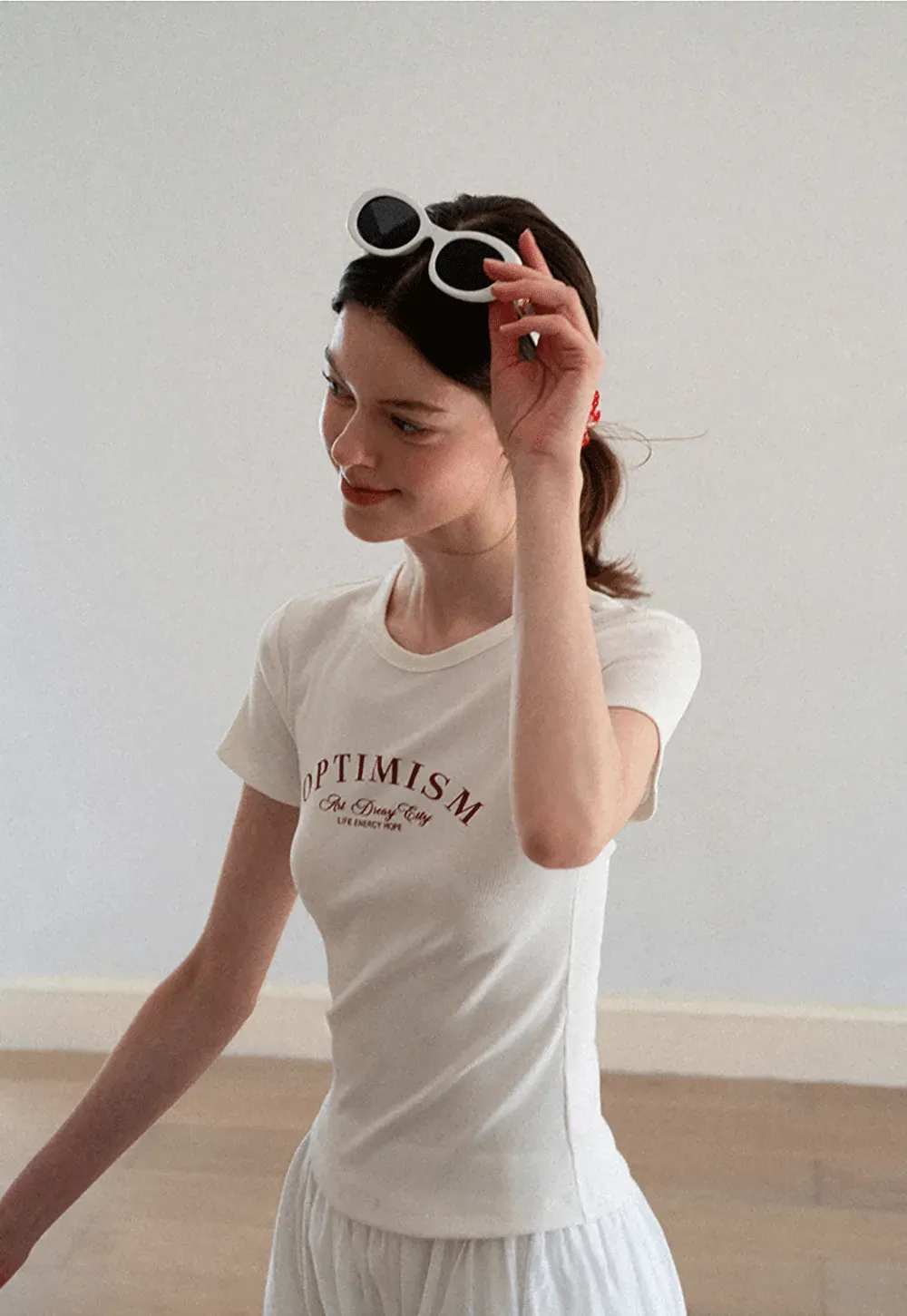 Optimism Printed Crewneck Short Sleeve T Shirt