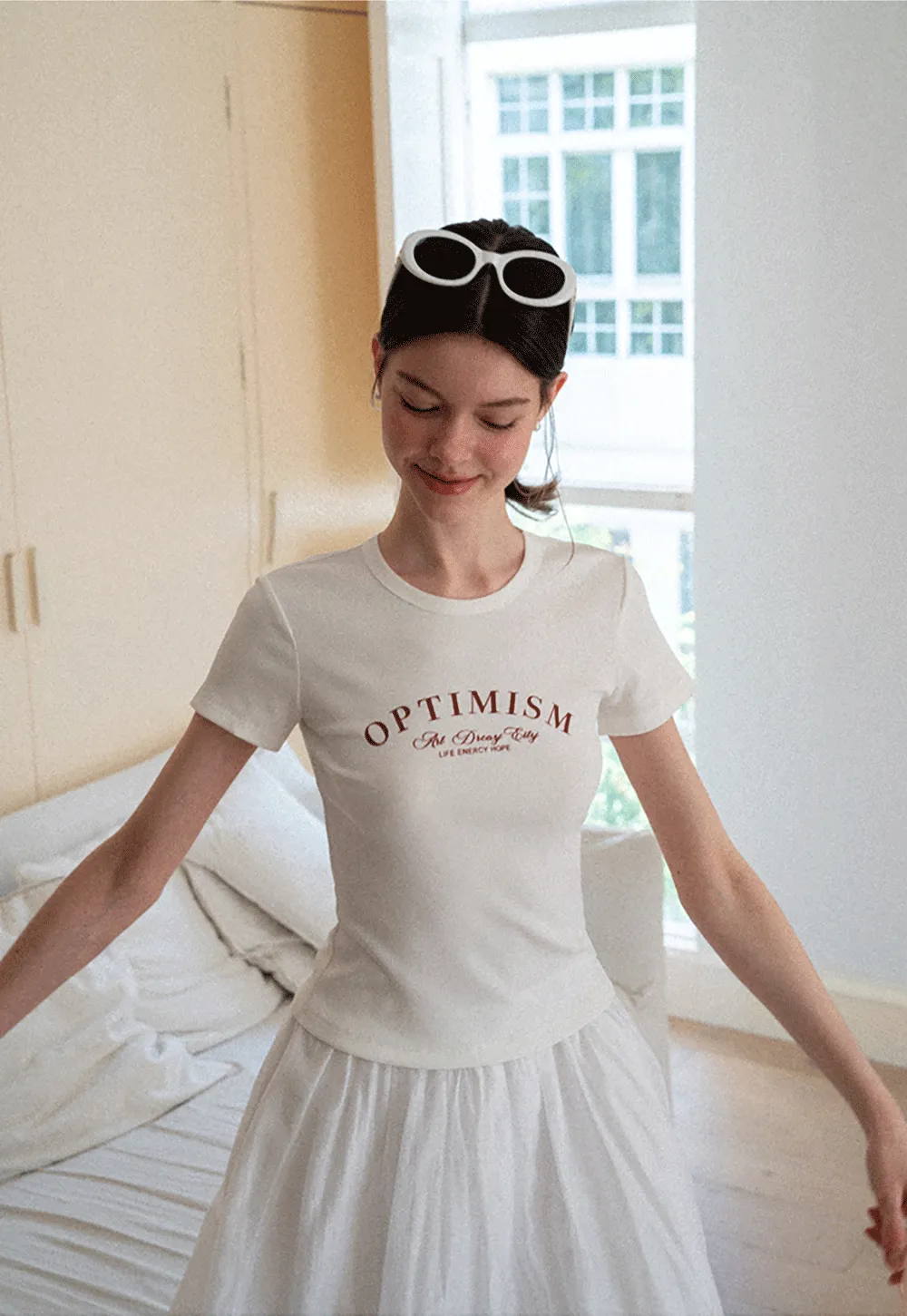 Optimism Printed Crewneck Short Sleeve T Shirt