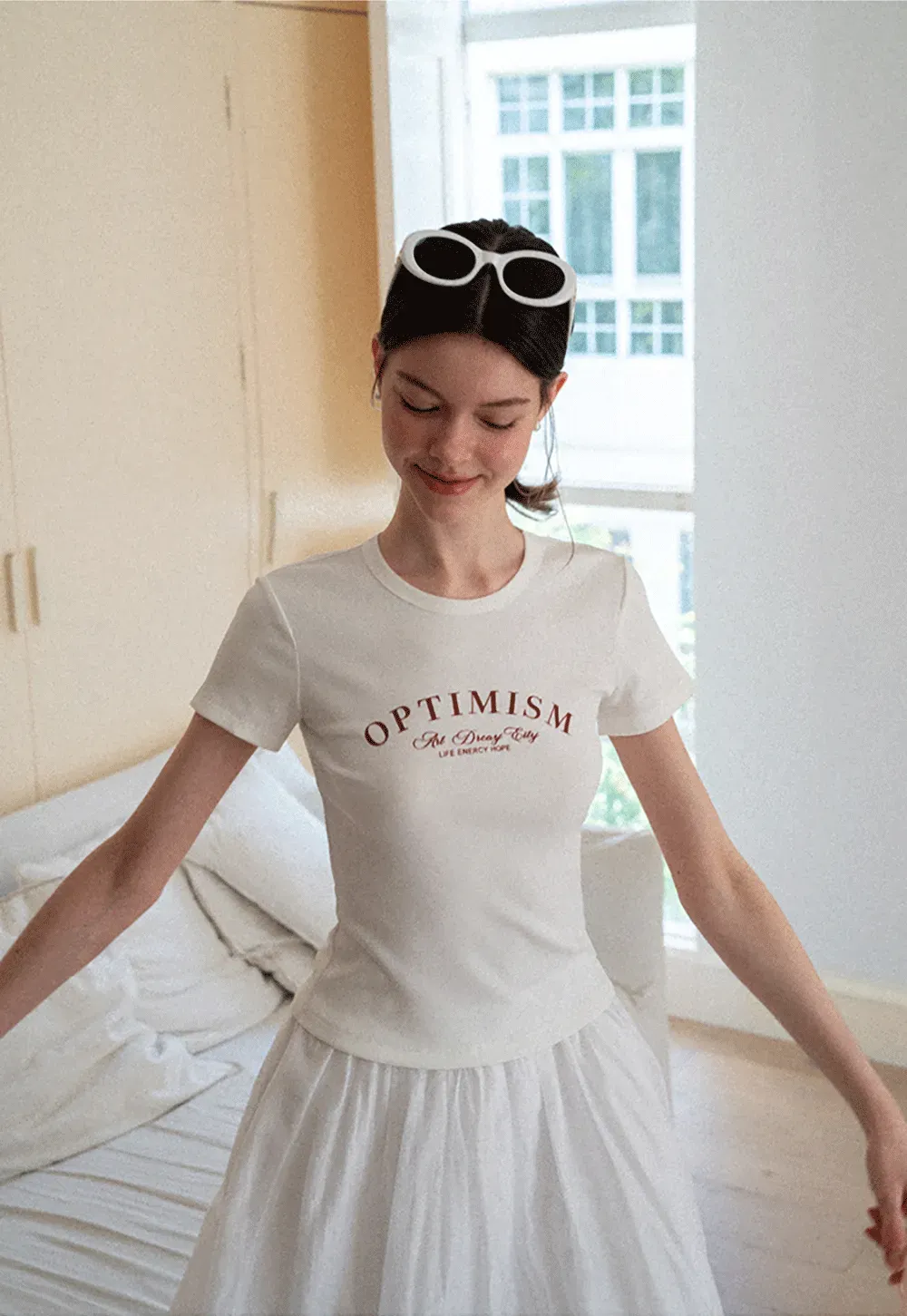 Optimism Printed Crewneck Short Sleeve T Shirt