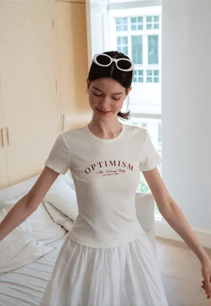Optimism Printed Crewneck Short Sleeve T Shirt
