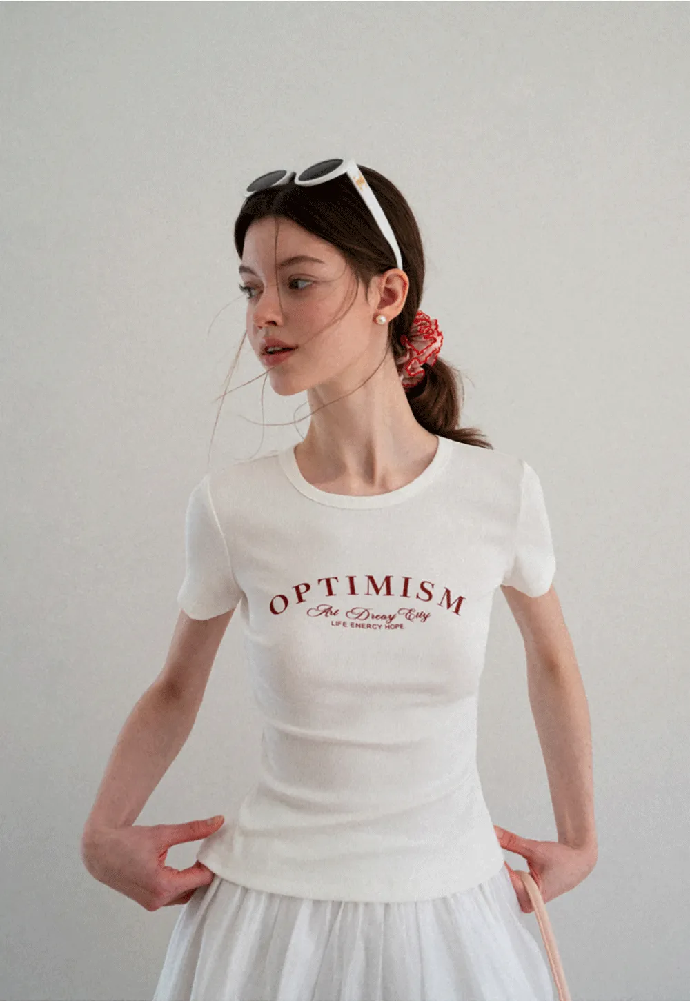 Optimism Printed Crewneck Short Sleeve T Shirt