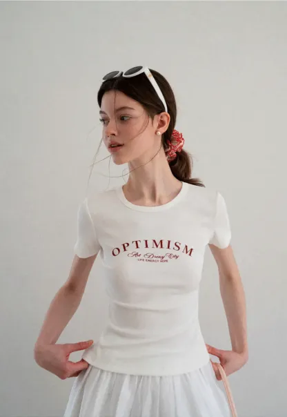 Optimism Printed Crewneck Short Sleeve T Shirt