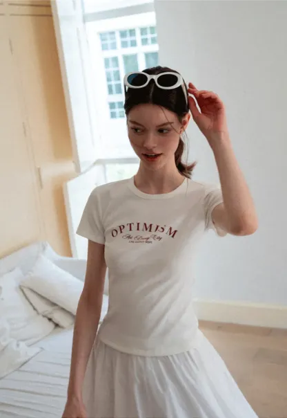 Optimism Printed Crewneck Short Sleeve T Shirt