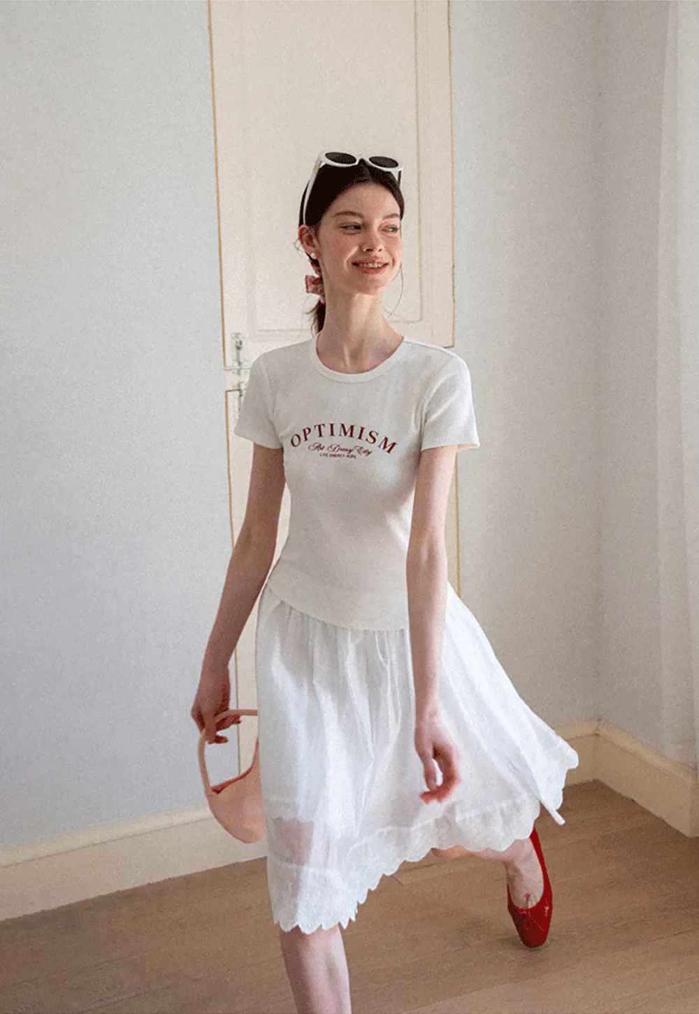 Optimism Printed Crewneck Short Sleeve T Shirt