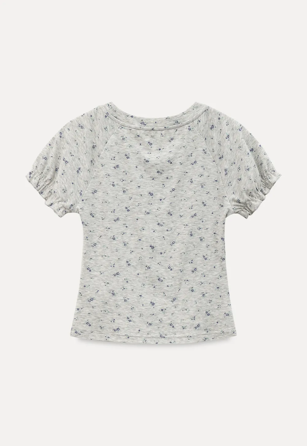 Short sleeve T-shirt with floral print and ruffled cuffs