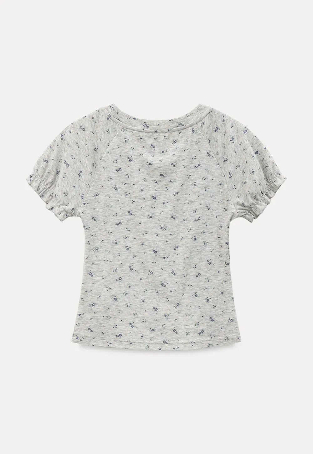 Short sleeve T-shirt with floral print and ruffled cuffs