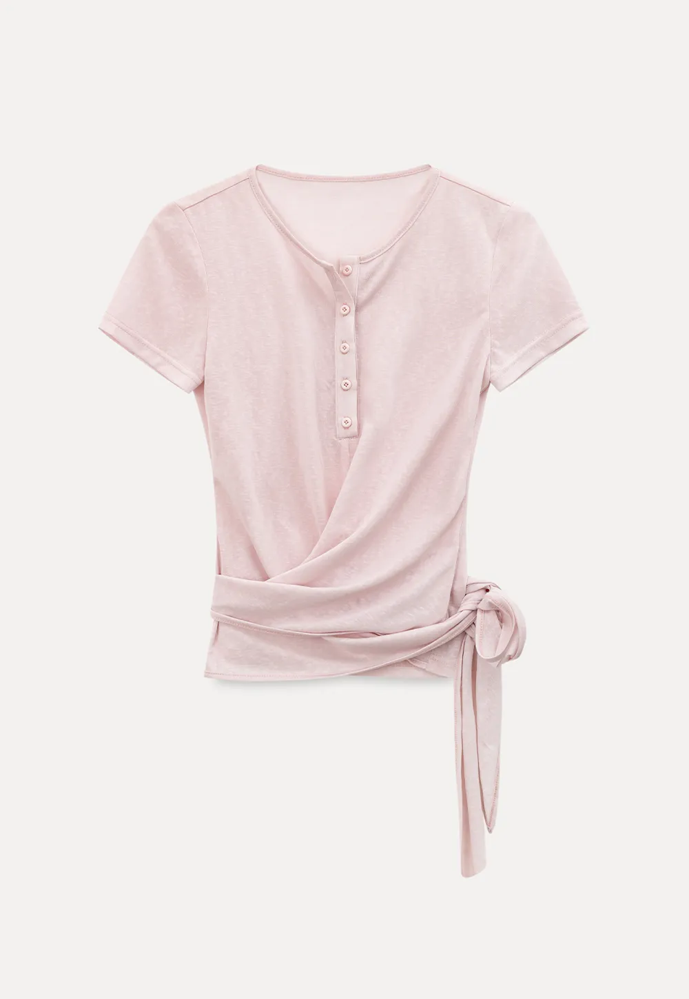 Wrap Front Henley Short Sleeve Top