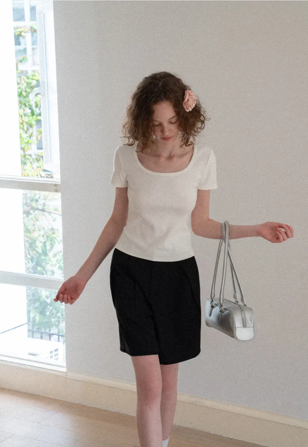 Lace Trim Layered Hem Short Sleeve T Shirt