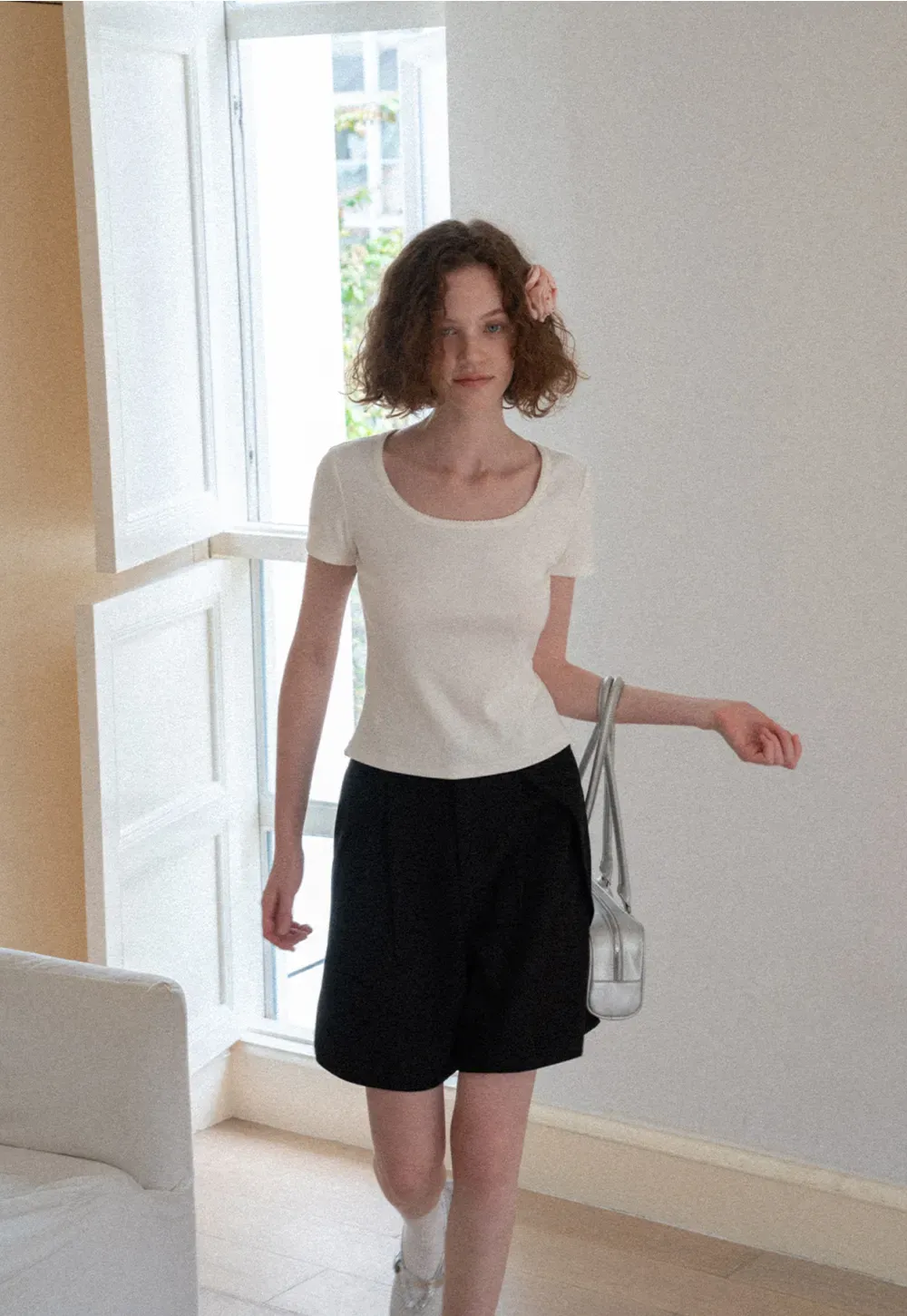 Lace Trim Layered Hem Short Sleeve T Shirt