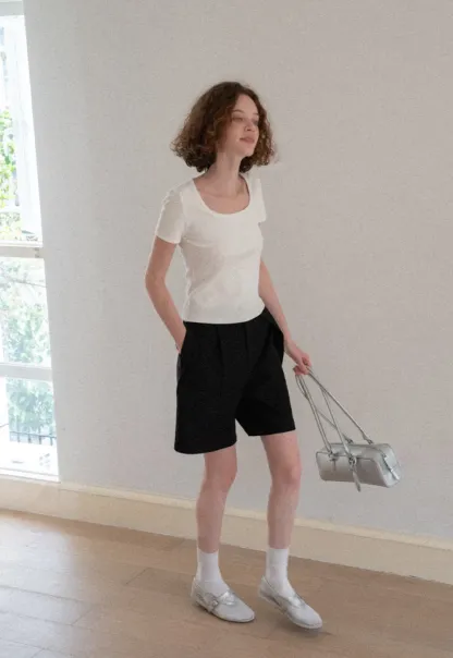 Lace Trim Layered Hem Short Sleeve T Shirt