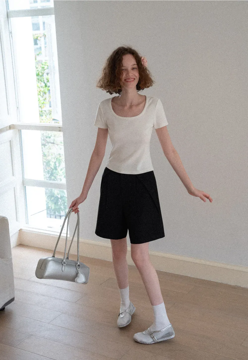 Lace Trim Layered Hem Short Sleeve T Shirt