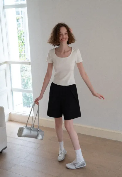 Lace Trim Layered Hem Short Sleeve T Shirt