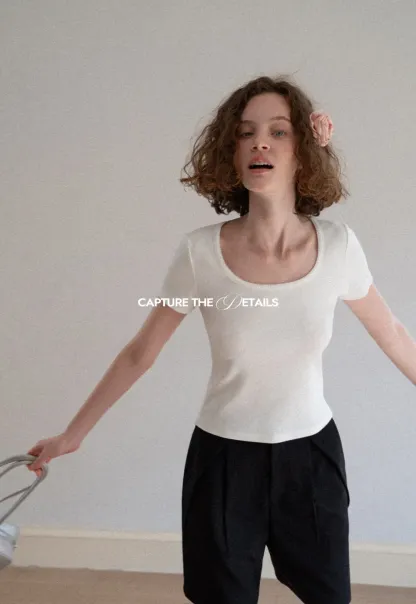 Lace Trim Layered Hem Short Sleeve T Shirt