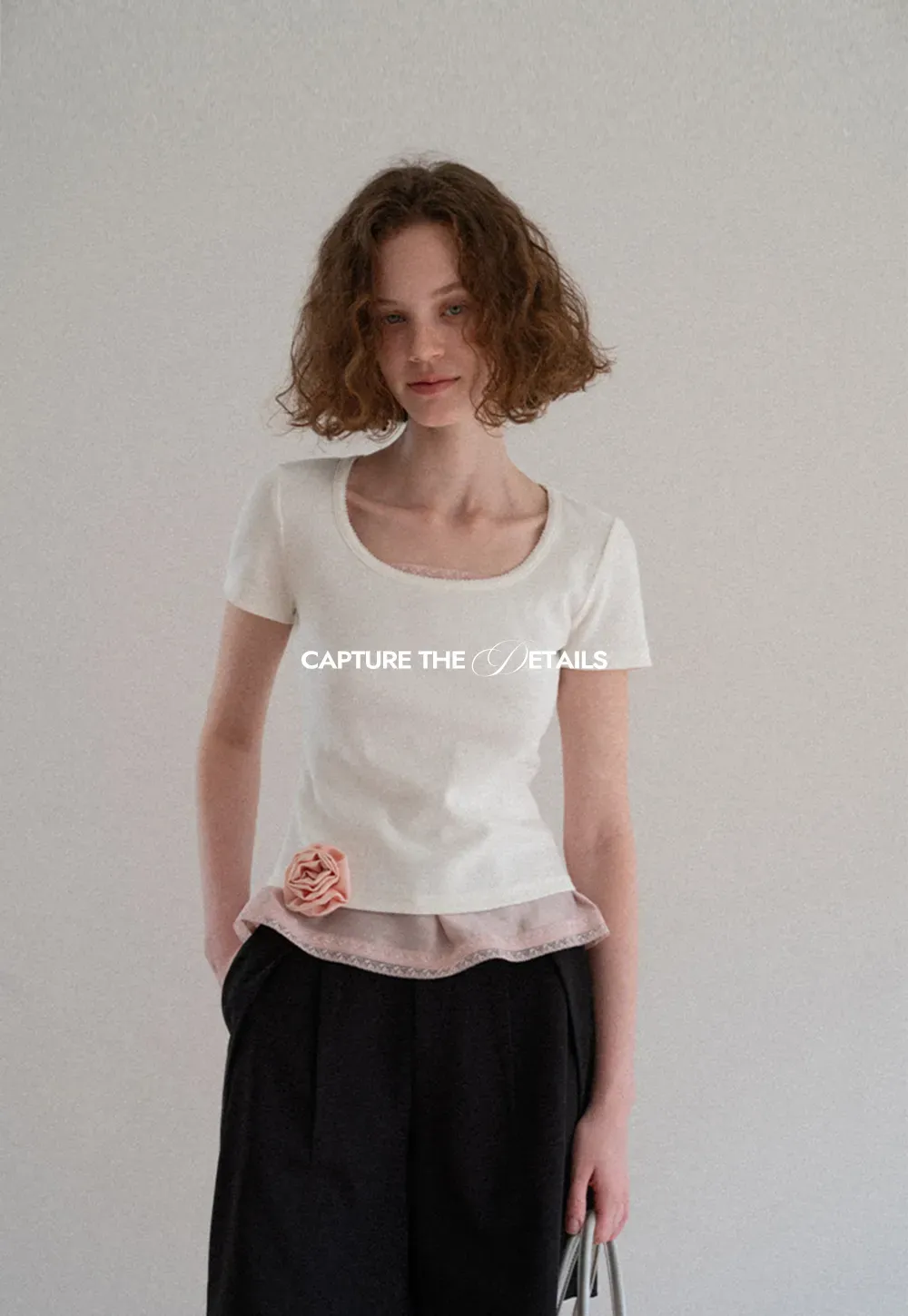 Lace Trim Layered Hem Short Sleeve T Shirt