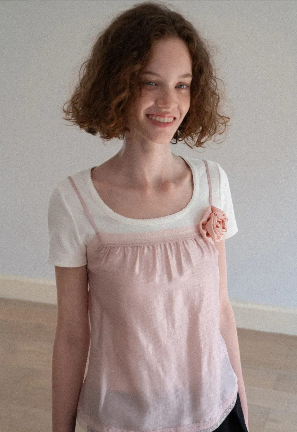 Lace Trim Layered Hem Short Sleeve T Shirt