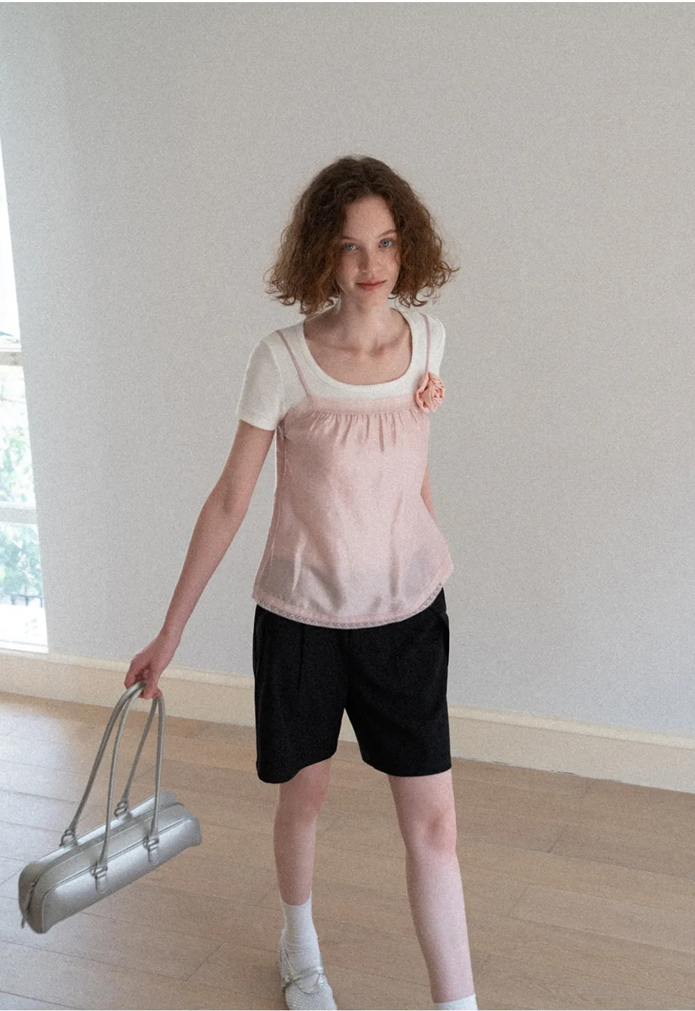 Lace Trim Layered Hem Short Sleeve T Shirt