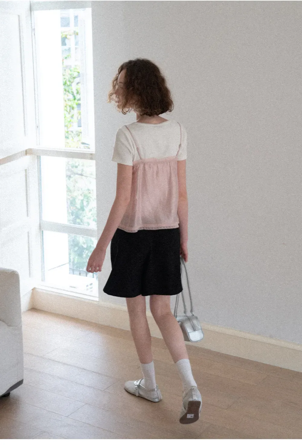 Lace Trim Layered Hem Short Sleeve T Shirt