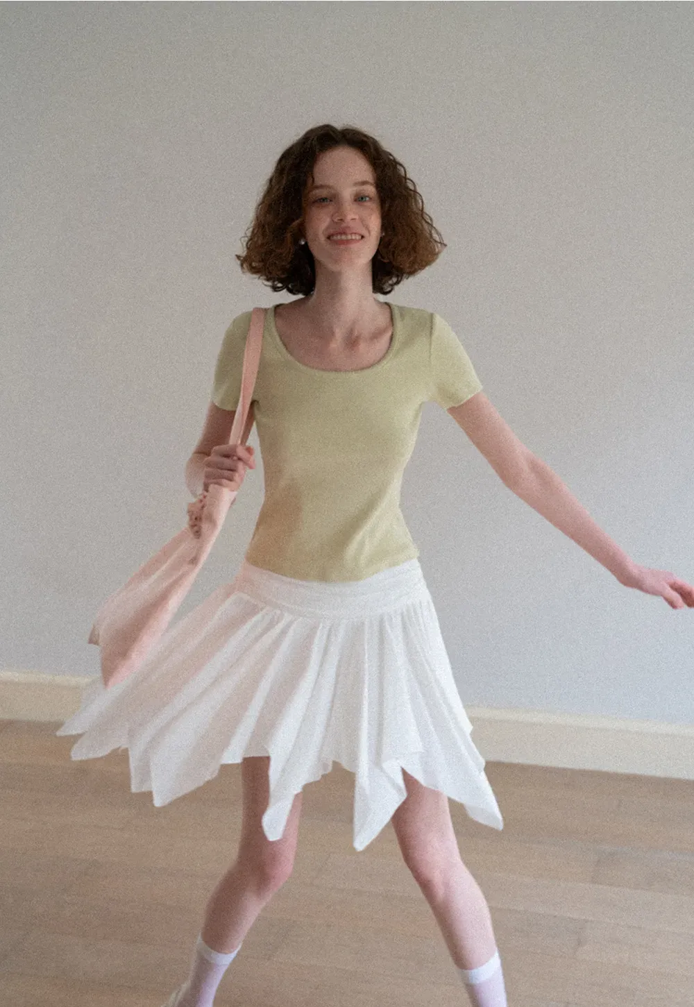 Lace Trim Layered Hem Short Sleeve T Shirt